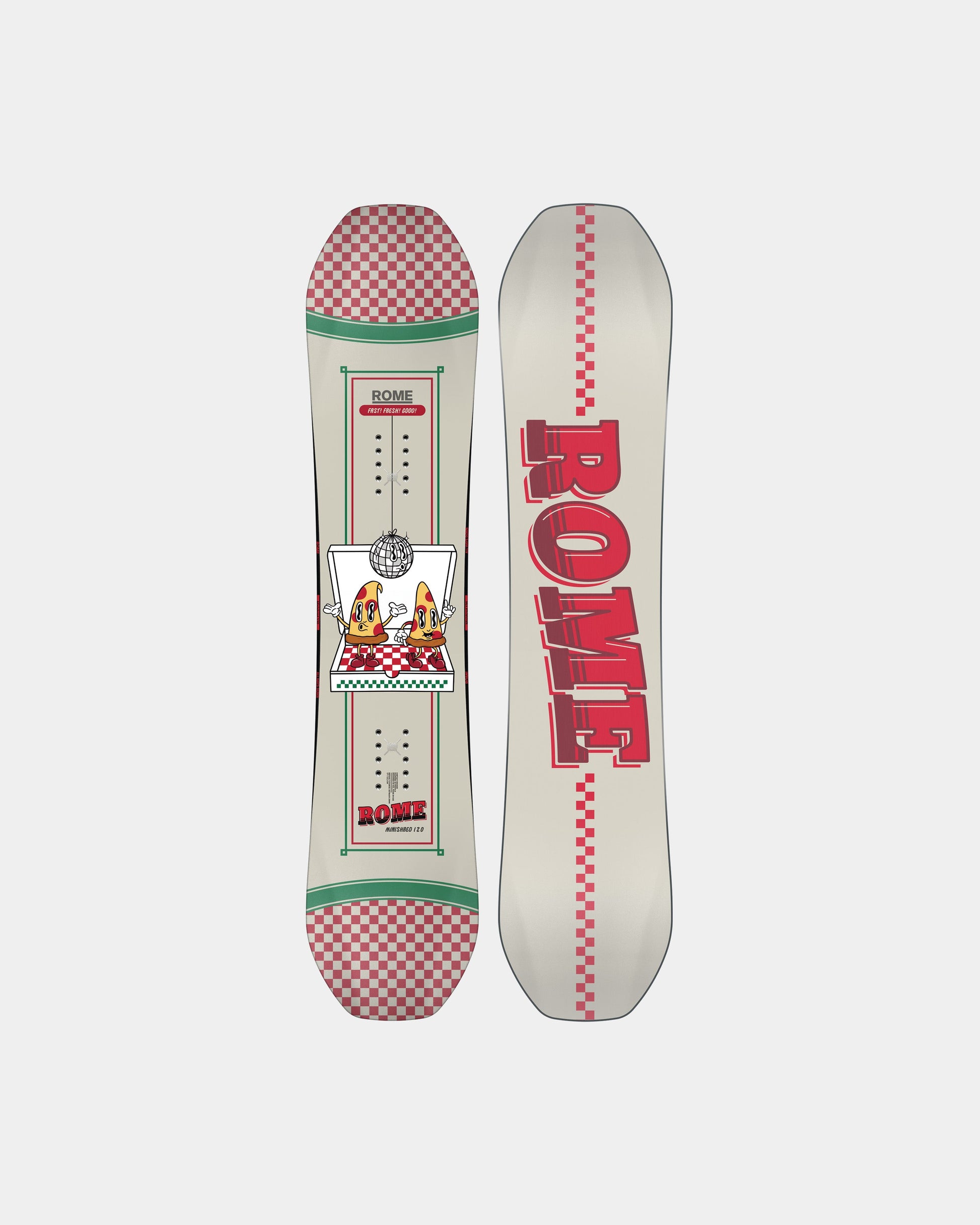 Snowboards for kids in multicolor. Minishred 2025 | Rome Snowboards™ 2025.