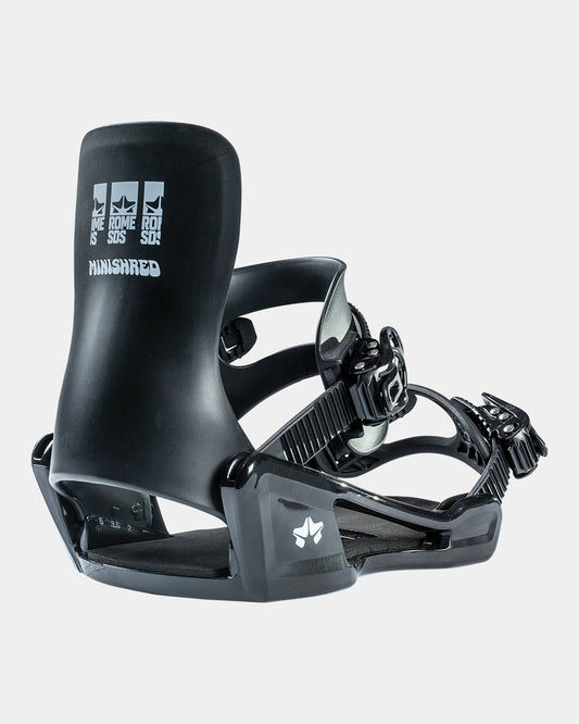 features-bg-black color-black Minishred Binding 2025 | Rome Snowboards™ children snowboard bindings