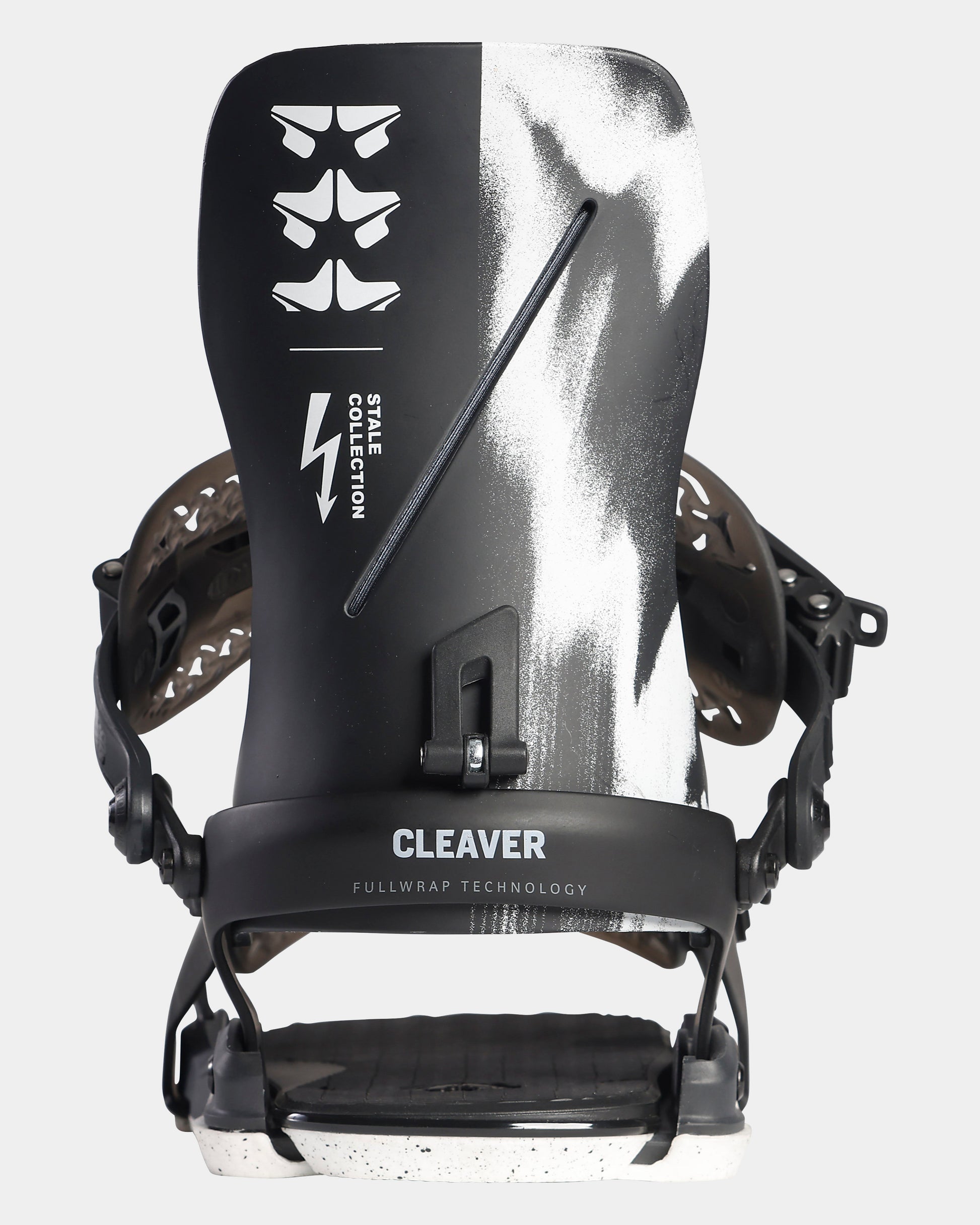 rome cleaver bindings 2022 mens snowboard bindings product photo from back cover shot in studio color stale