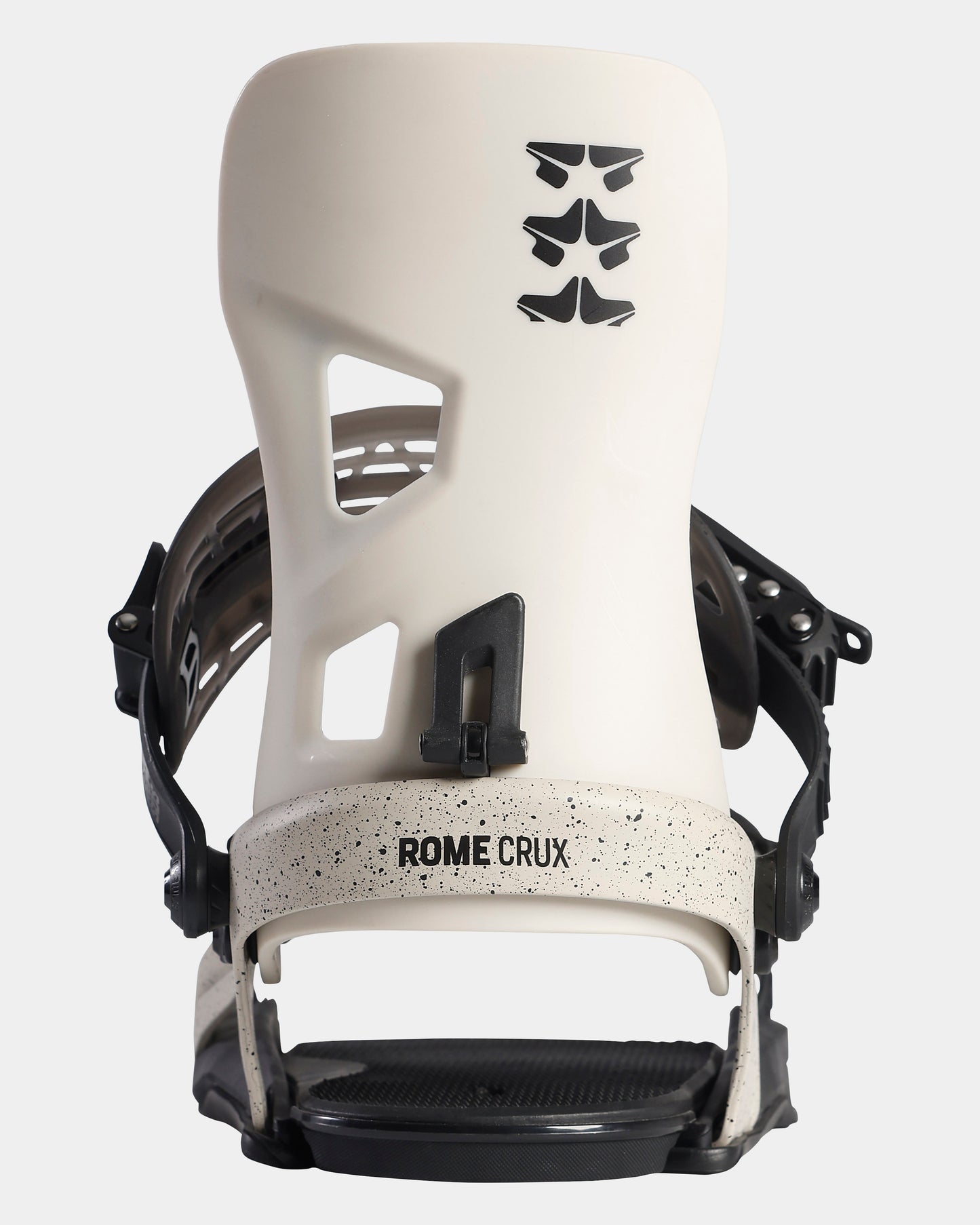 Rome Crux bindings 2022 mens bindings product photo from the back cover shot in the studio color bone white