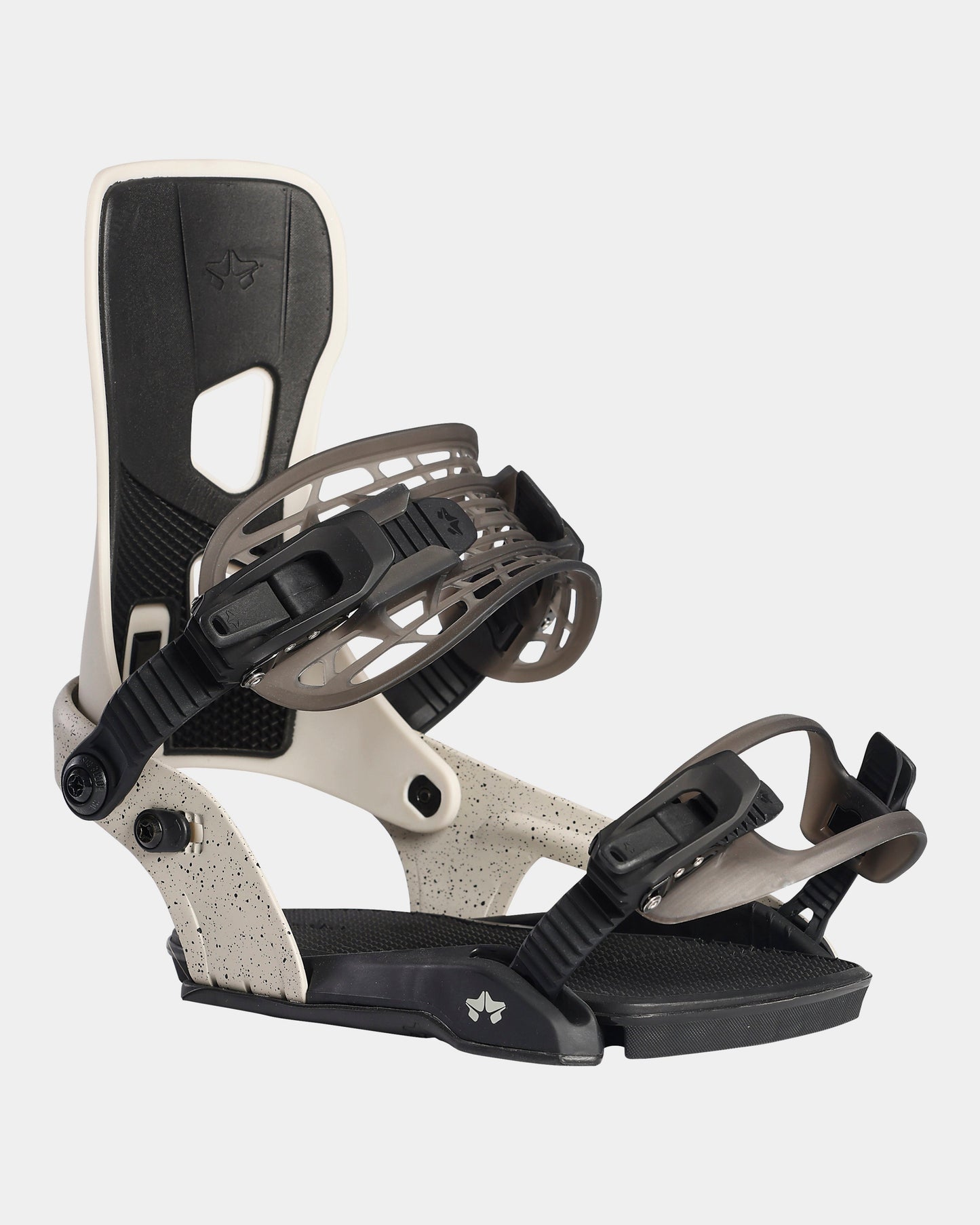 Rome Crux bindings 2022 mens snowboard bindings product photo from the front cover shot in the studio color bone white